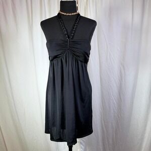 Wet Seal Black Braided Halter Mini Dress M